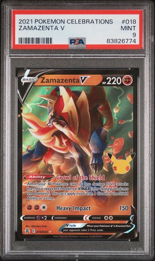 2021 POKEMON CELEBRATIONS ZAMAZENTA V #18 PSA 9