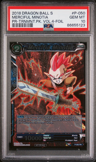 2018 DRAGON BALL SUPER MERCIFUL MINOTIA #P-050 - PSA 10