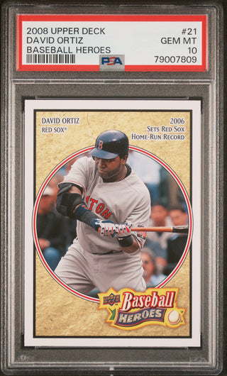 2008 UPPER DECK BASEBALL HEROES DAVID ORTIZ BASEBALL #21 - PSA 10