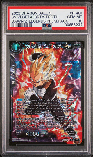 2022 DRAGON BALL SUPER DAWN OF THE Z-LEGENDS SS VEGETA, BRS/STRGTH #P-401 PSA 10