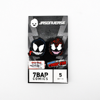* Jason Signed Pins – Artist Proof Jasonverse Venom & Carnage Pin Set – 7BAP Exclusive **Chase**