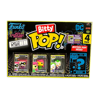 Bitty Pop! Harley Quinn, Poison Ivy, Joker, and Mystery Bitty (Black Light) 4-Pack - 2023 SDCC Exclusive/4000 Made [Box Condition: 7/10]