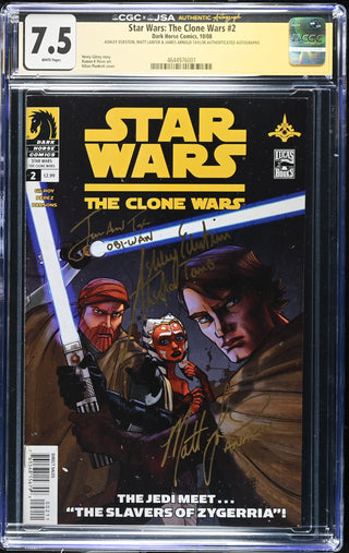 Star Wars: The Clone Wars #2 (10/08) signed by Ashley Eckstein, James Arnold Taylor & Matt Lanter Graded CGC x JSA