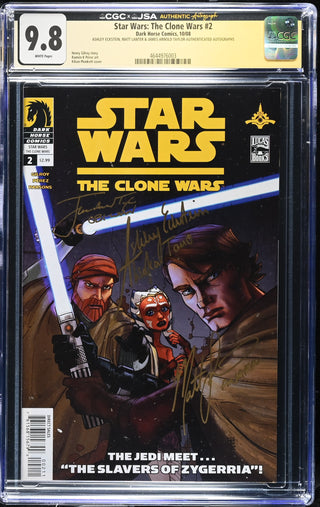 Star Wars: The Clone Wars #2 (10/08) signed by Ashley Eckstein, James Arnold Taylor & Matt Lanter Graded CGC x JSA