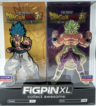 * FiGPiN XL: Dragon Ball Super: Broly – Glitter Hair Gogeta & Gold-Plated Broly 2-Pack #X15-16 SDCC 2019 Funimation Exclusive