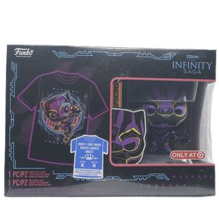 * Funko Pop & Tee: Marvel Blacklight Black Panther Pop & Tee Box Set Size M Target Exclusive