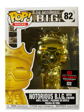 * Funko Pop! Notorious B.I.G. with Crown Gold 82 – 2020 Toy Tokyo Exclusive Vinyl Figure in PopShield Protector