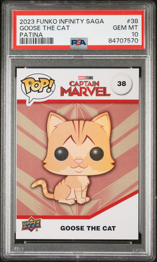 2023 UPPER DECK FUNKO POP MARVEL  GOOSE THE CAT PATINA #38  PSA 10