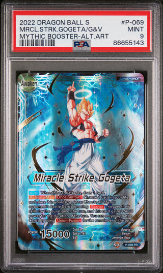 2022 DRAGON BALL SUPER MYTHIC BOOSTER MIRACLE STRIKE GOGETA #P-069 - PSA 9