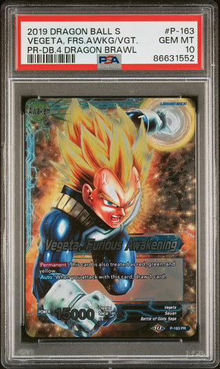 2019 DRAGON BALL SUPER 4 DRAGON BRAWL VEGETA, FRS AWAKENING #P-163 - PSA 10