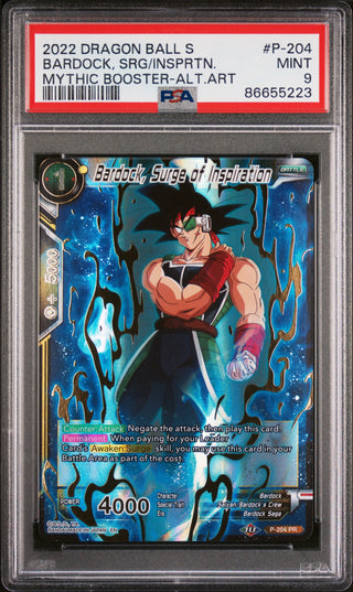 2022 DRAGON BALL SUPER MYTHIC BOOSTER BARDOCK, SRG/INSPRTN. #P-204 - PSA 9