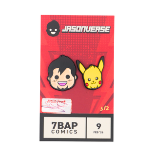 * Jason Signed Pins – Artist Proof Jasonverse Ash & Pikachu Pin Set – 7BAP Exclusive /1 of 3 pieces