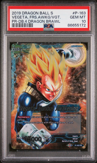 2019 DRAGON BALL SUPER 4 DRAGON BRAWL VEGETA, FRS AWAKENING #P-163 - PSA 10