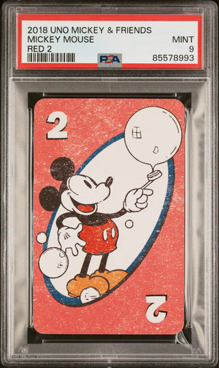 2018 UNO DISNEY MICKEY MOUSE & FRIENDS MICKEY MOUSE RED 2 PSA 9