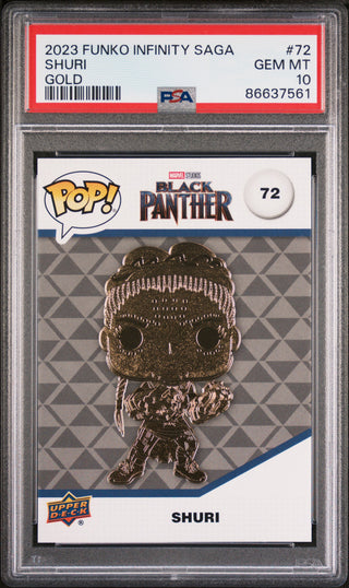 2023 UPPER DECK FUNKO POP MARVEL  SHURI GOLD #72  PSA 10
