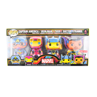 * Funko Pop! Captain America / Iron Man / Thor / Doctor Strange Black Light 4-Pack – Target Edition Exclusive