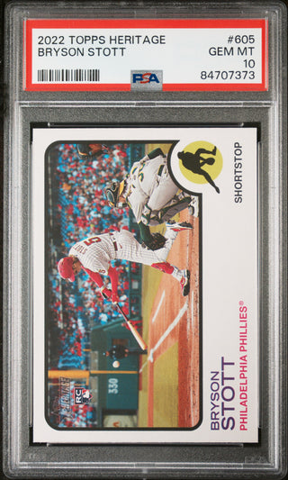 2022 TOPPS HERITAGE BRYSON STOTT  #605 - PSA 10 ROOKIE CARD