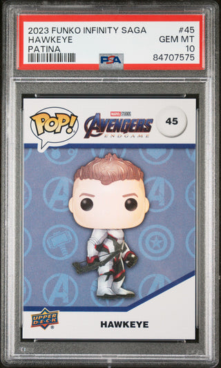 2023 UPPER DECK FUNKO POP MARVEL  HAWKEYE PATINA #45  PSA 10