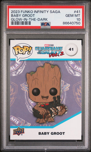 2023 UPPER DECK FUNKO POP MARVEL  BABY GROOT GLOWINTHEDARK #41  PSA 10