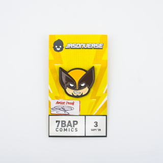 * Jason Signed Pin – Artist Proof Jasonverse Wolverine Pin Brown Mask – 7BAP Exclusive /25 pieces **Chase**