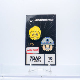 * Artist Proof Jasonverse Star Wars C-3PO & R2-D2 (Glitter) Pin Set – 7BAP Exclusive /3 pieces **Chase**