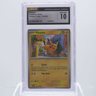 * Pokémon (2024) Pikachu Paldean Fates Card – 018/091 – CGC 10
