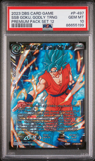 2023 DRAGON BALL SUPER 1 WILD RESURGENCE 12 SSB GOKU, GODLY TRNG #P-497 - PSA 10