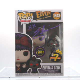 * Funko Pop! Elvira & Gonk Moonlight, Mistress of the Dark 1648 **Signed Chase** – 7BAP Exclusive Vinyl Figure in PopShield Protector