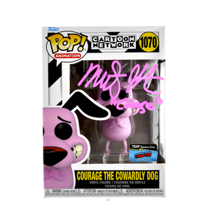 * Signature Series Marty Grabstein Signed Pop – Courage the Cowardly Dog (Flocked) 1070 – Gemini Collectibles Exclusive