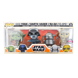 * Funko Pop! Star Wars: Concept Series 4-Pack Yoda / Darth Vader / R2-D2 / C-3PO – Special Edition Exclusive