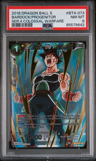 2018 DRAGON BALL SUPER COLOSSAL WARFARE BARDOCK/PROGENITOR #BT4-073 - PSA 8