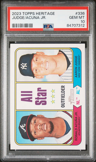 2023 TOPPS HERITAGE ACUNA JR/JUDGE  #336 - PSA 10