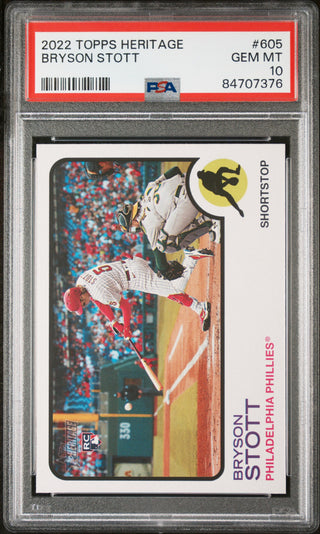 2022 TOPPS HERITAGE BRYSON STOTT  #605 - PSA 10 ROOKIE CARD