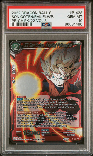 2022 Dragon Ball Super Son Goten/FML.Flwp. #p-428 PSA 10 – 7 Bucks
