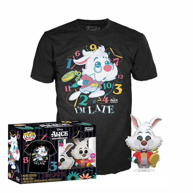 White Rabbit (Flocked, Alice in Wonderland) and White Rabbit Tee (L, Sealed) 1062 - Target Exclusive  [Box Condition: 7/10]