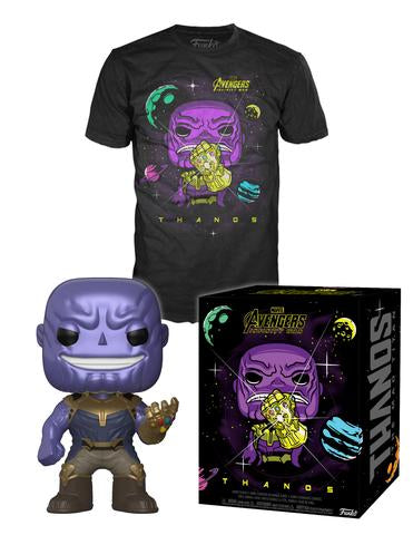 Thanos (Infinity War, Metallic) and Thanos (with Gauntlet) Tee (S, Sealed) 289 - Target Exclusive [Box Condition: 7/10]