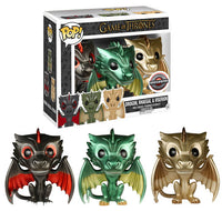 Drogon, Rhaegal & Viserion (Metallic, Game of Thrones) 3-pk - GameStop Exclusive  [Condition: 7.5/10]