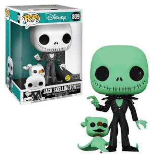 Funko Pop! Jack Skellington w/ Zero Glow in the Dark, The Nightmare Before Christmas, 10-Inch 809 - FYE Exclusive Vinyl Figure