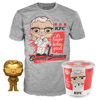 Colonel Sanders (Bucket of Chicken) (Gold) & KFC Tee (Size S) 05 - Funko Shop Exclusive [Pop Condition: 7.5/10]