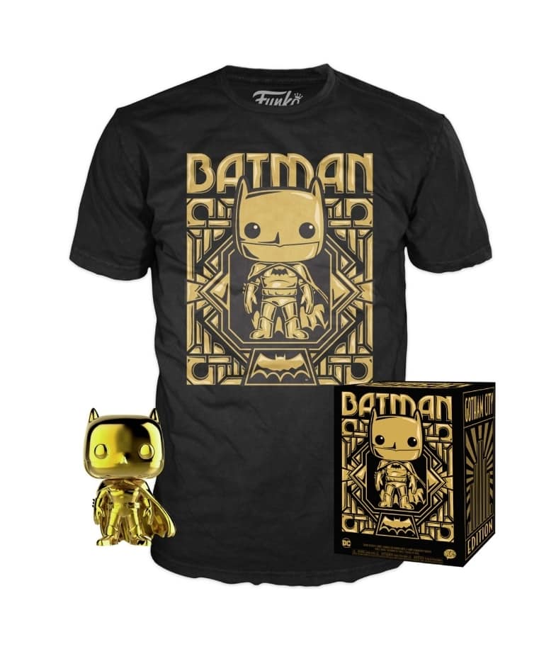Batman (Gold Chrome) w/T-Shirt (M, Sealed) 144 - Target Exclusive  [Box Condition: 6/10]