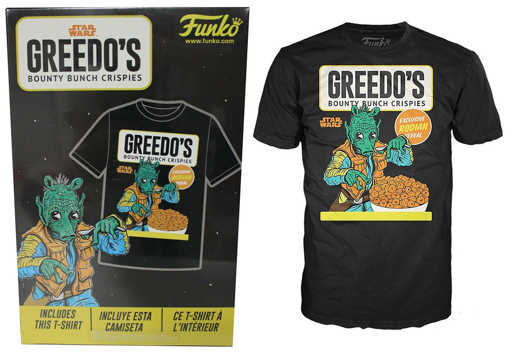 Pop! Tees Greedo's Bounty Bunch Crispies Cereal Tee (Star Wars, Size L) -  Walmart Exclusive **Chase**  [Box Condition: 6]