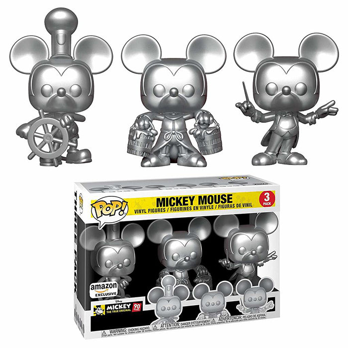 Mickey Mouse (Steamboat Willie, Apprentice, Conductor, Silver) 3-pk - Amazon Exclusive  [Damaged: 7/10]