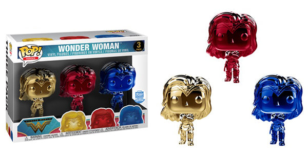 Wonder Woman (Gauntlets, Chrome) 3-pk - Funko Shop Exclusive  [Damaged: 6/10]